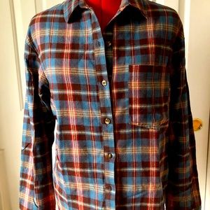 Wild Fable Tops | Red/Blue Plaid Button-Down Flannel-Style Top (Size SM)